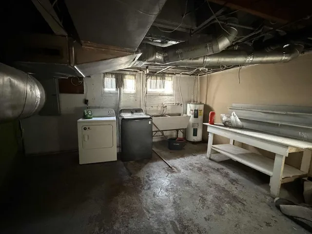 a storage room with washer and dryer