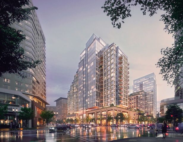 a view of a city with tall buildings