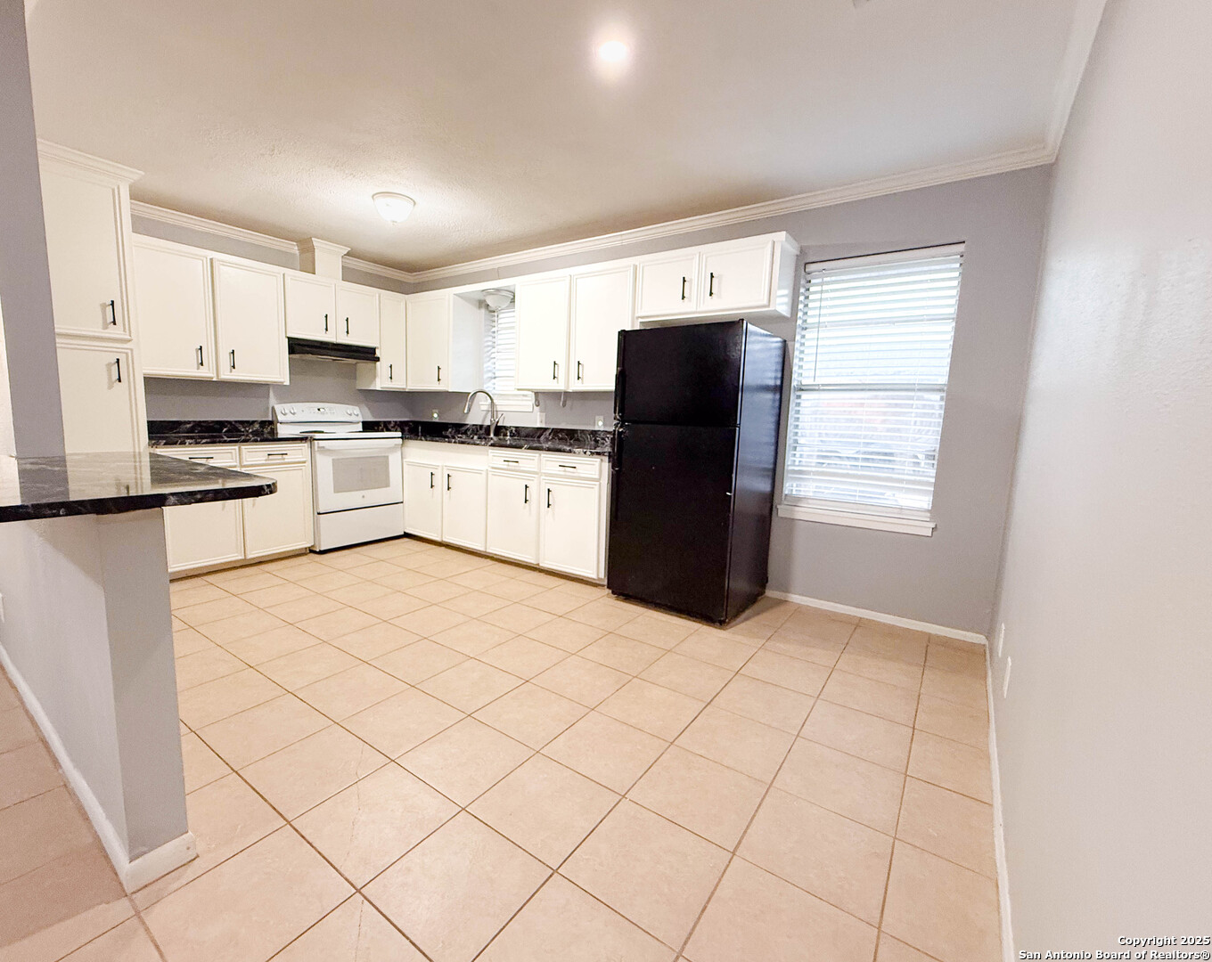1403 West Hefferman Street Beeville, TX 78102 - Photo 5 of 15 a kitchen with stainless steel appliances a refrigerator sink and cabinets