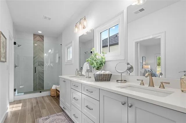 a bathroom with a shower