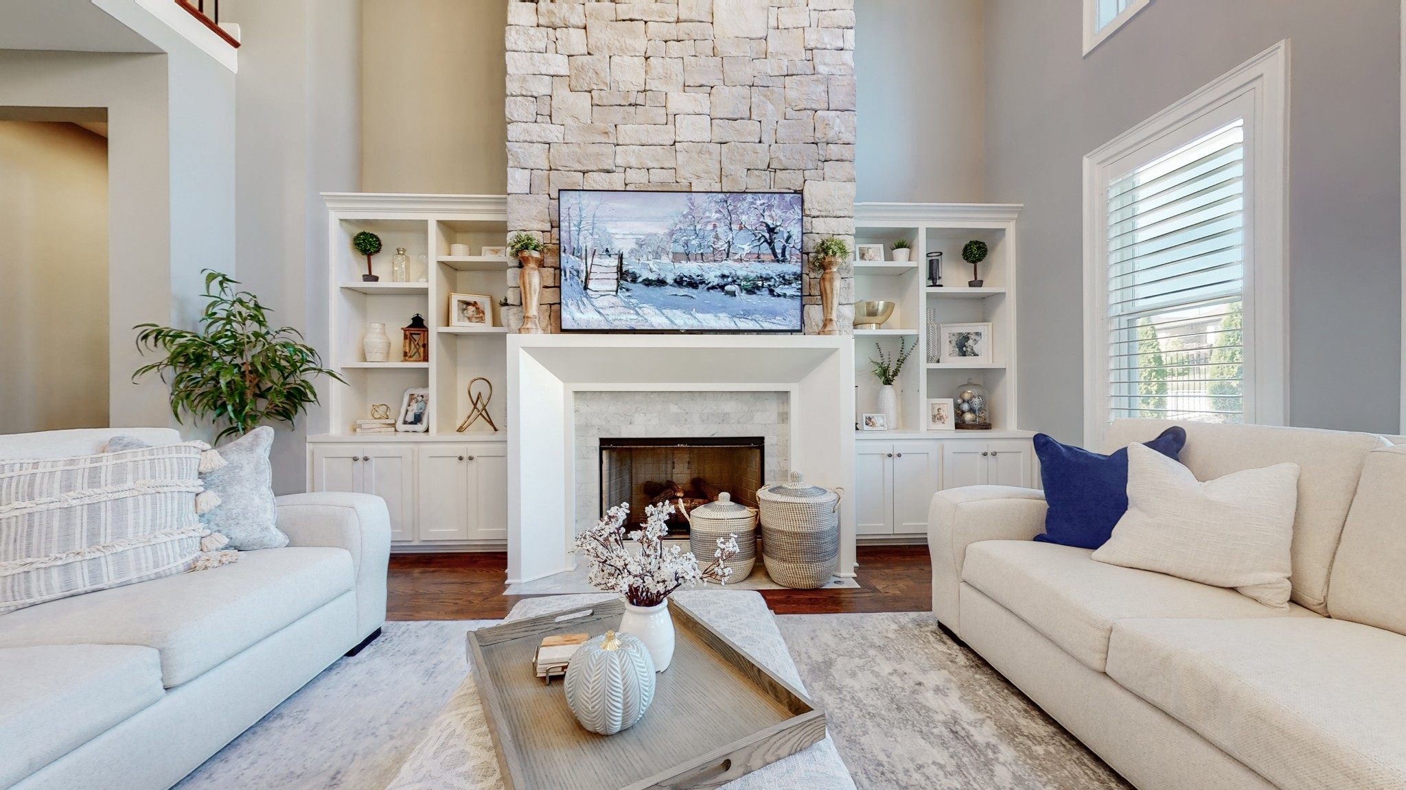 6023 Lookaway Circle Franklin, TN 37067 - Photo 16 of 50 a living room with furniture and a fireplace