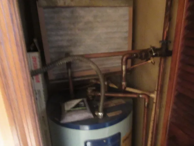 a close view of water heater room