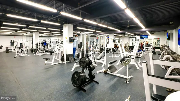 a view of a room with gym equipment