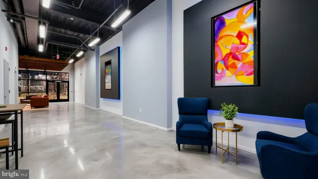 a stairs and a couch in a room