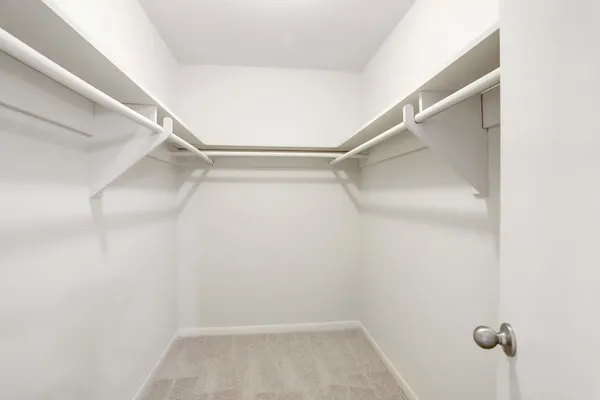 a view of an empty walk in closet