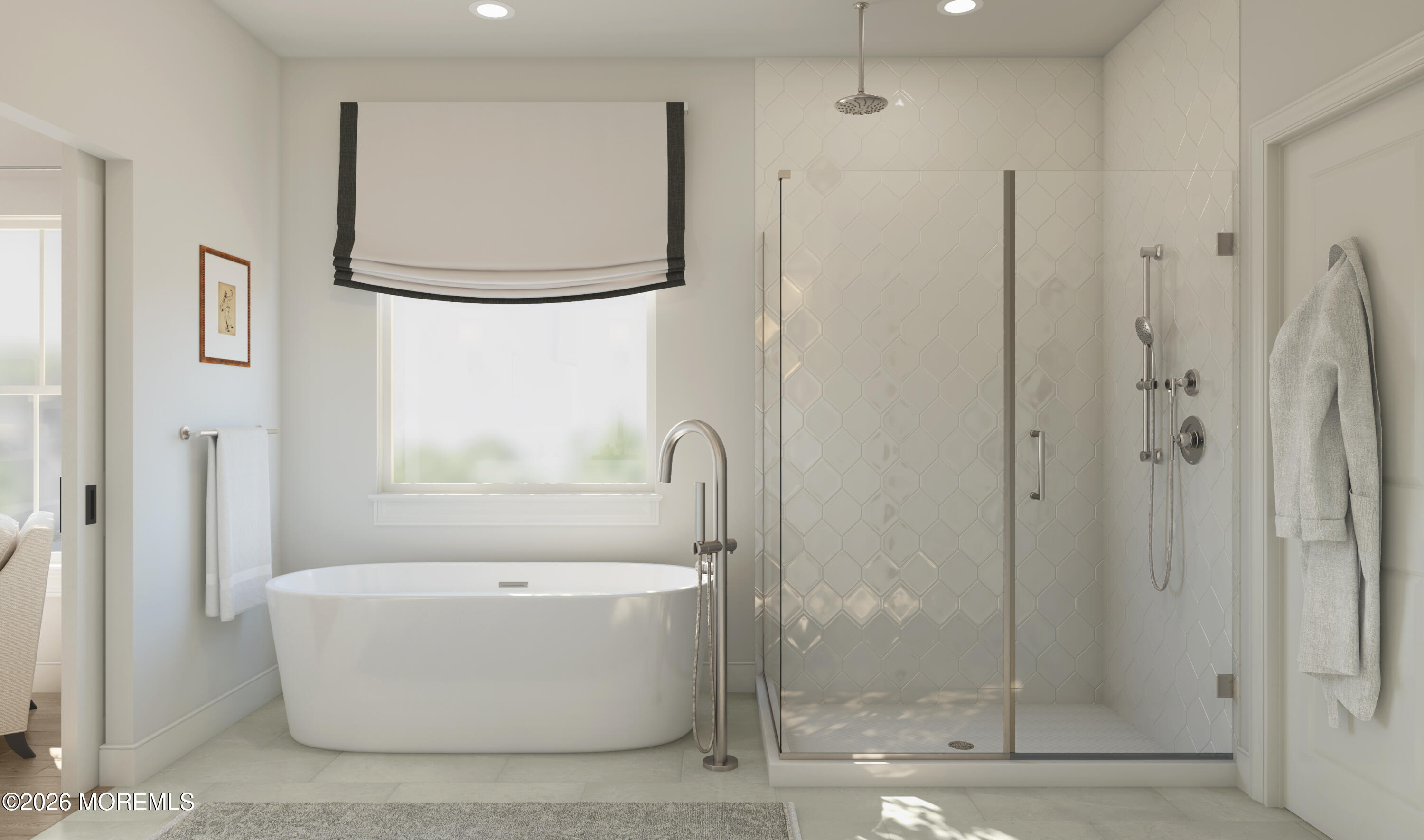 25 Tee Place Neptune, NJ 07753 - Photo 13 of 16 a bathroom with a white bath tub a shower and a glass door