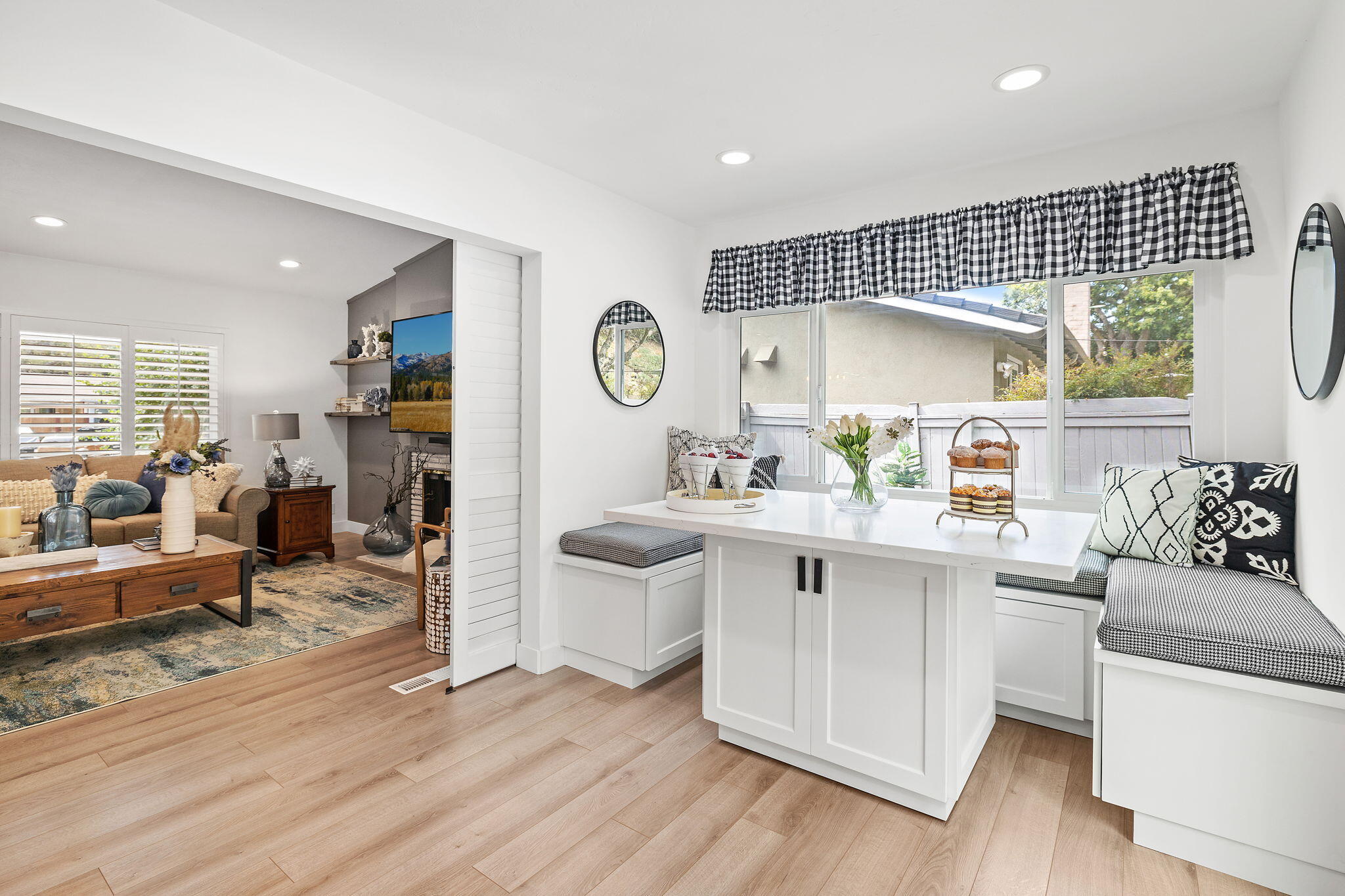 5853 Flambeau Road Rancho Palos Verdes, CA 90275 - Photo 6 of 32 a kitchen with stainless steel appliances a sink cabinets and wooden floor