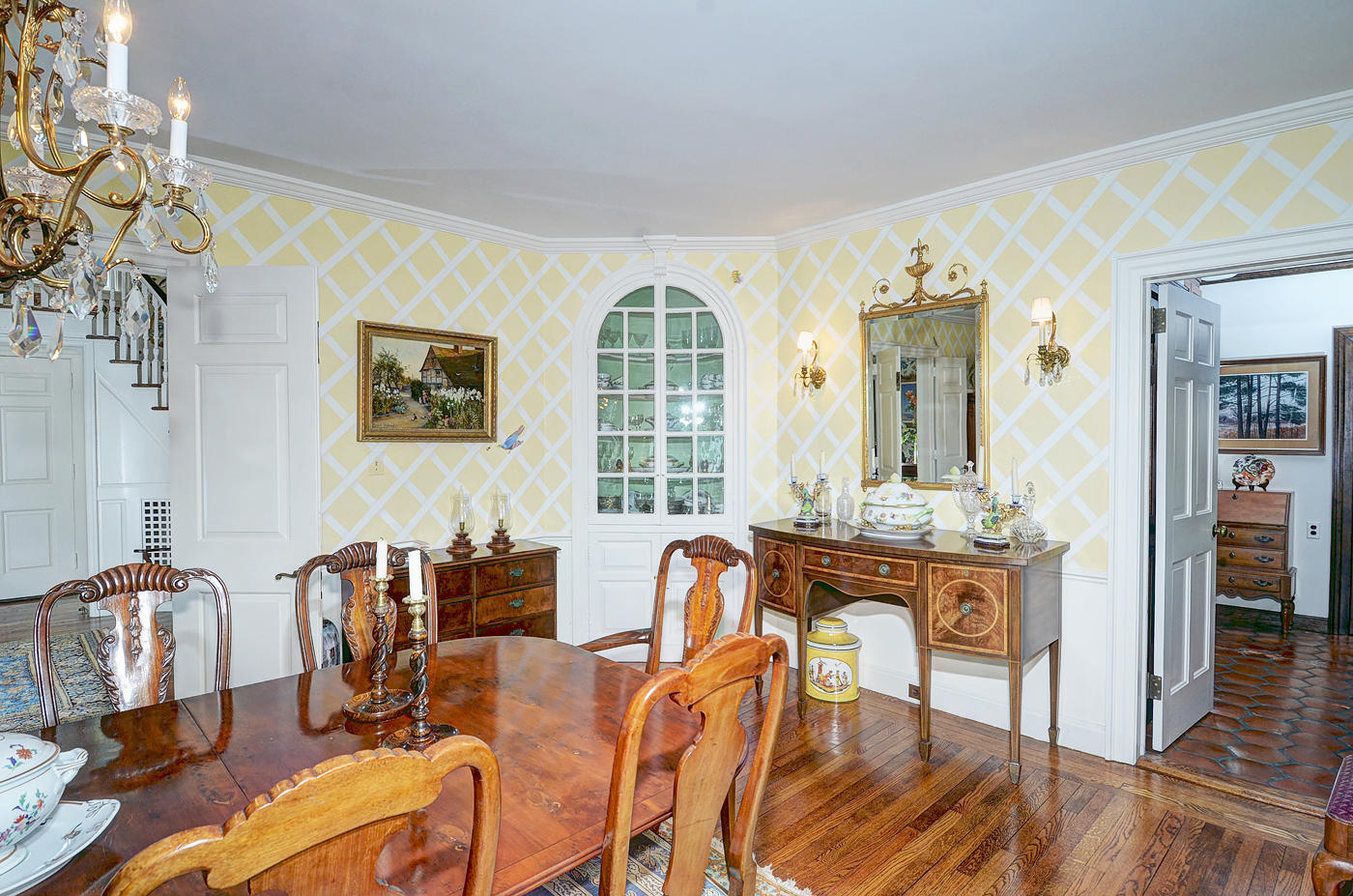 96 Woods End Road New Canaan, CT 06840 - Photo 12 of 21 a view of a a dining room with furniture window and wooden floor