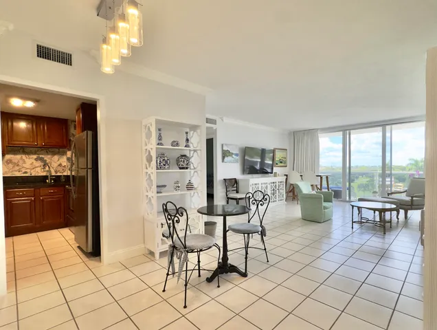 a view of a dining room and livingroom view