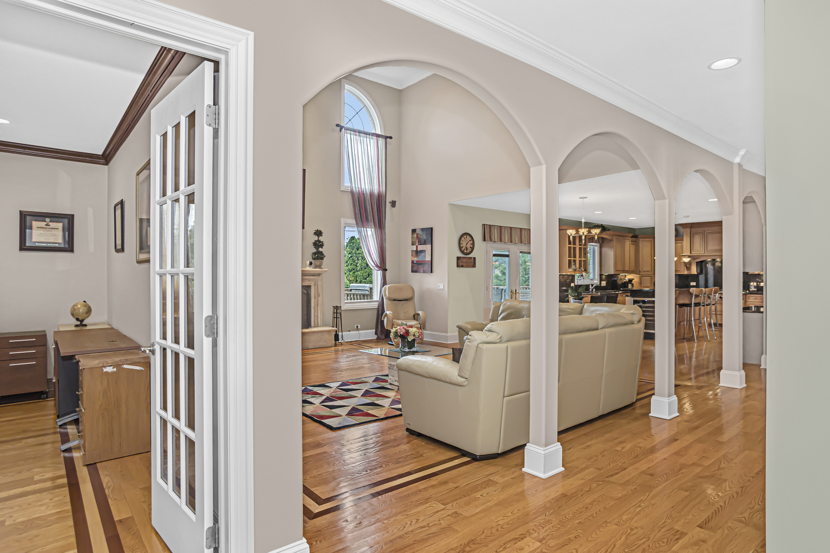 8040 West Charmaine Road Norridge, IL 60706 - Photo 12 of 62 a living room with fireplace furniture and a wooden floor