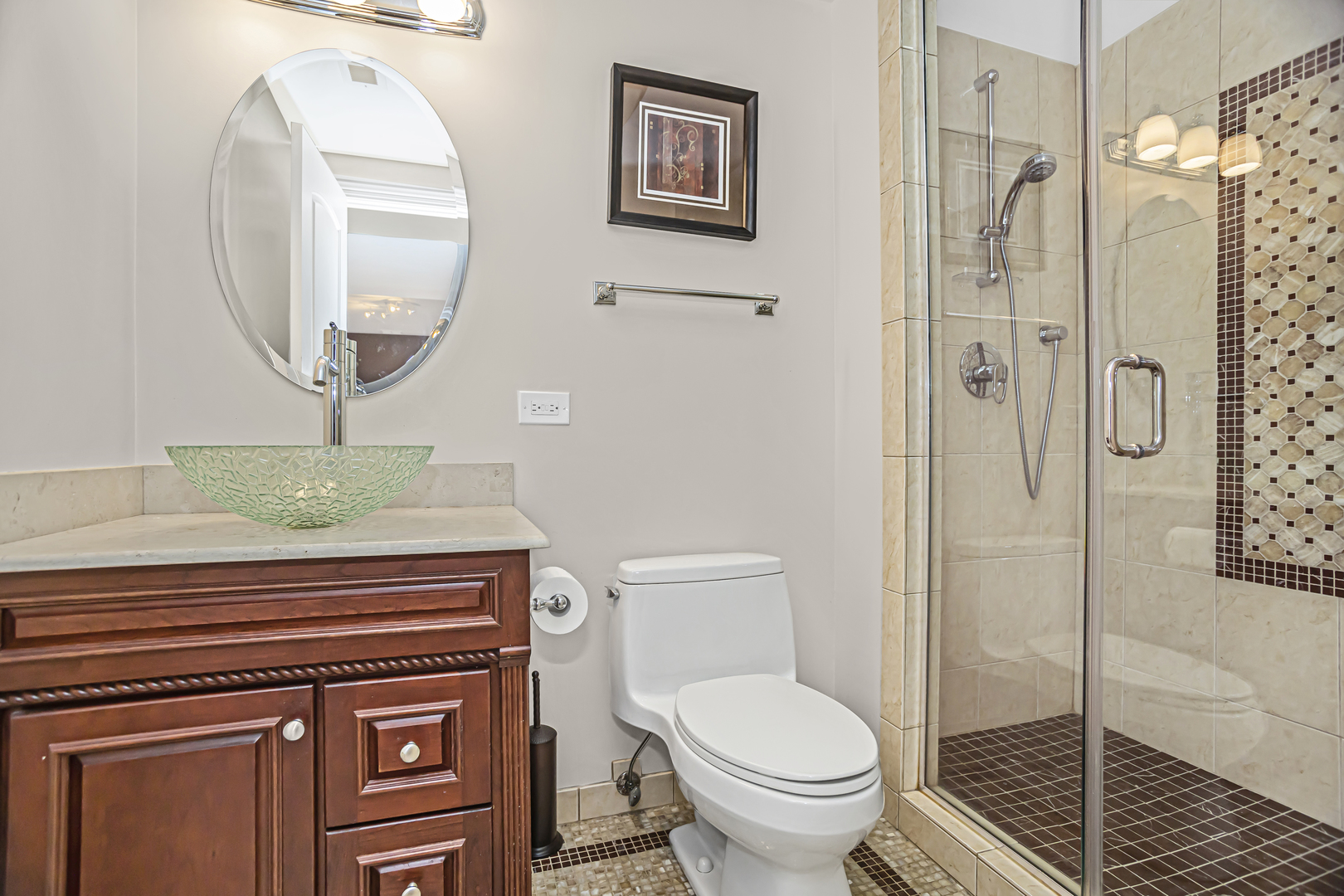 8040 West Charmaine Road Norridge, IL 60706 - Photo 48 of 62 a bathroom with a toilet a sink and shower