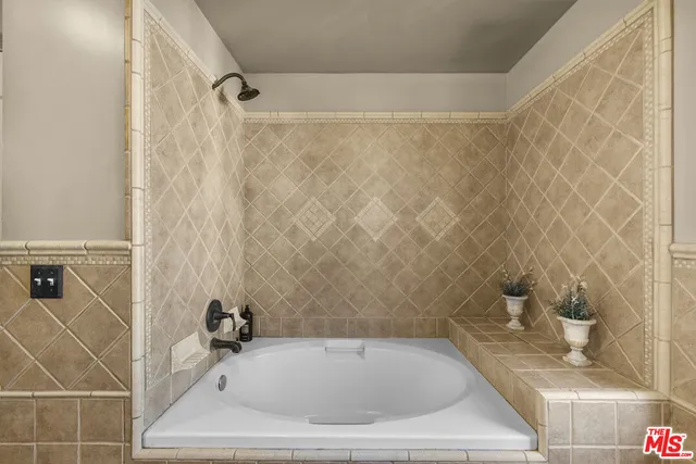 a bathroom with a bathtub