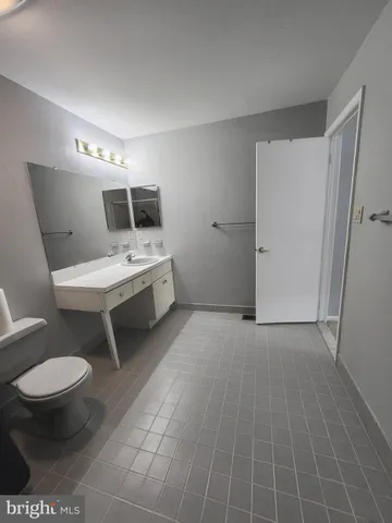 a bathroom with a toilet a sink and mirror
