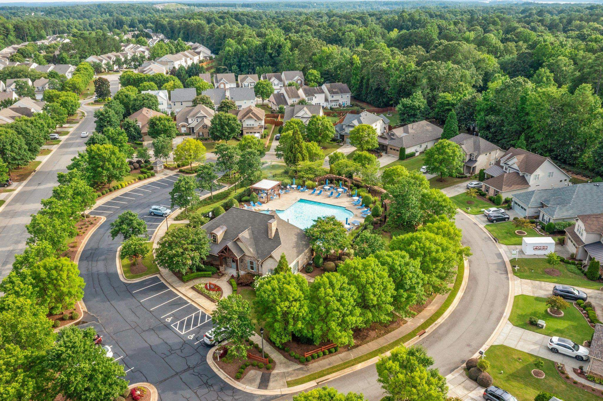 7718 Cape Charles Drive Raleigh, NC 27617 - Photo 41 of 43 an aerial view of a house with a garden