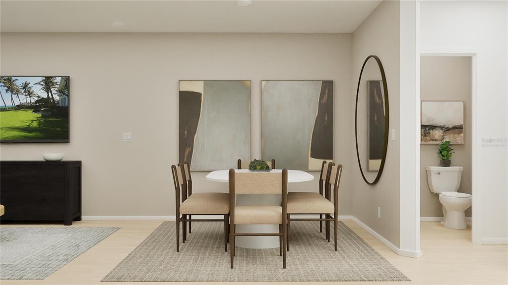 5154 Clay Whaley Road St. Cloud, FL 34772 - Photo 4 of 23 a dining room with furniture and a fireplace