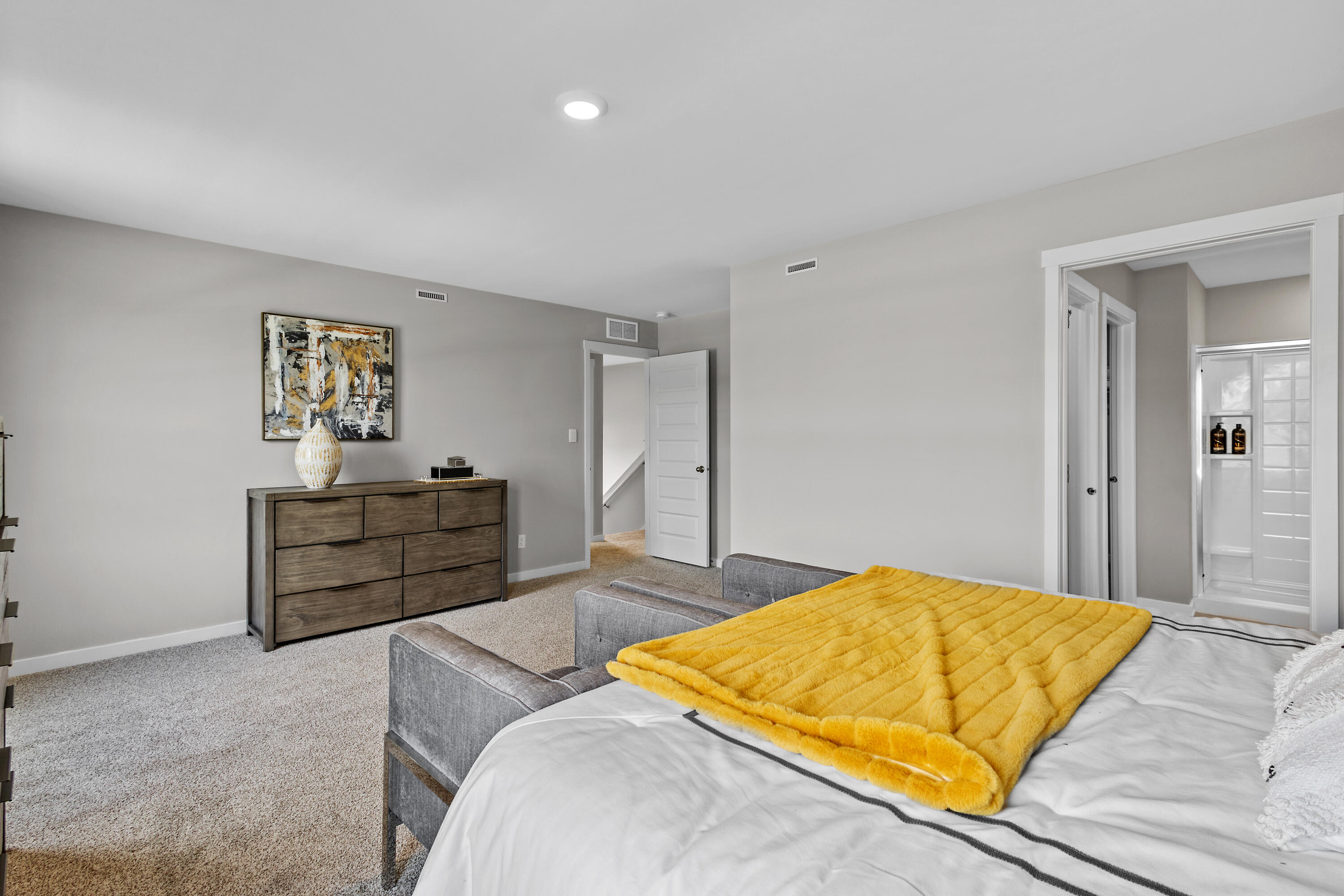 4212 Viceroy Street Portage, IN 46368 - Photo 22 of 35 a bedroom with a bed and painting on the wall