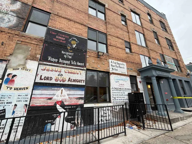 a view of a building with stairs