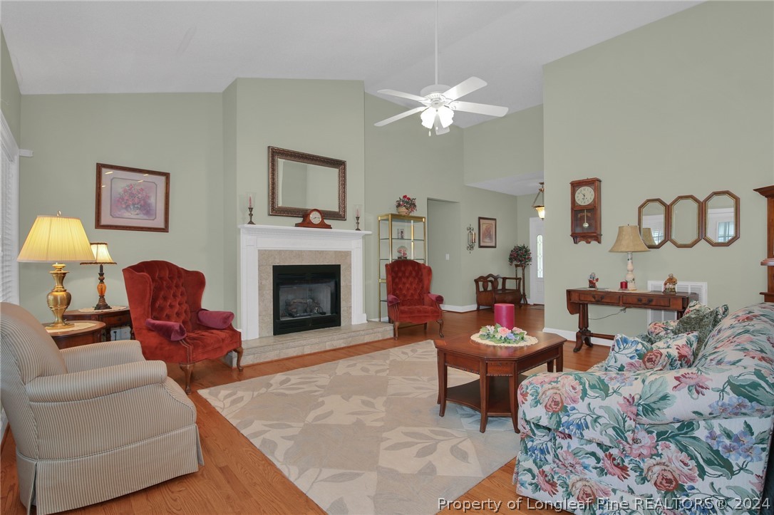 10703 Aberdeen Road Aberdeen, NC 28315 - Photo 6 of 33 a living room with furniture a fireplace and a flat screen tv