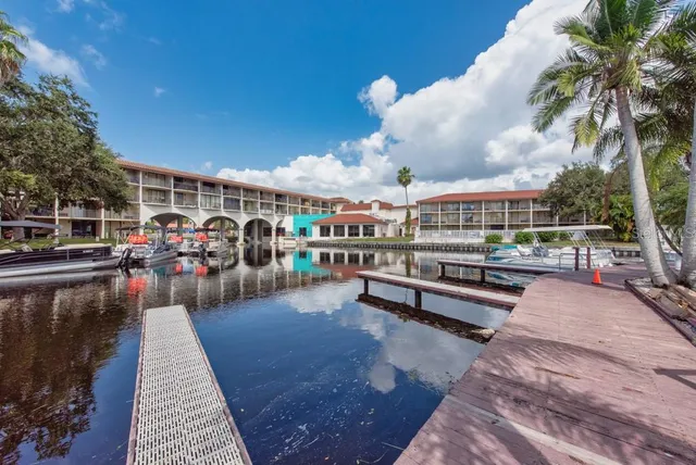 a view of a lake with houses