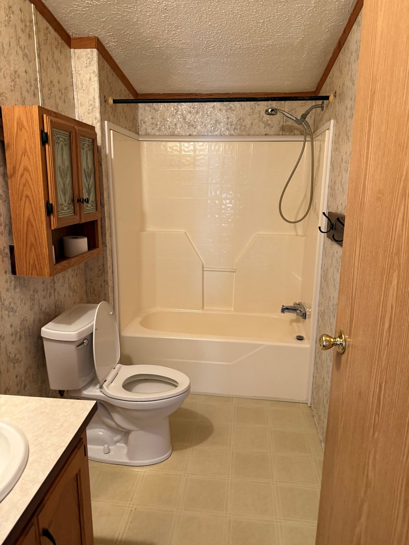 502 3rd Street West Lyndon, IL 61261 - Photo 6 of 11 a bathroom with a granite countertop sink toilet and shower