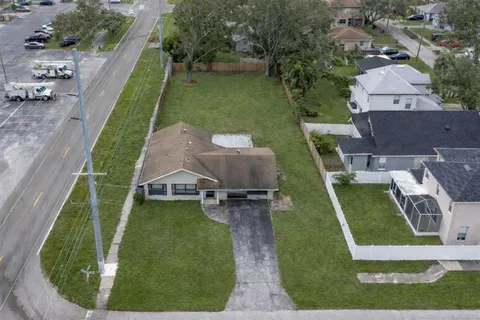 an aerial view of a house