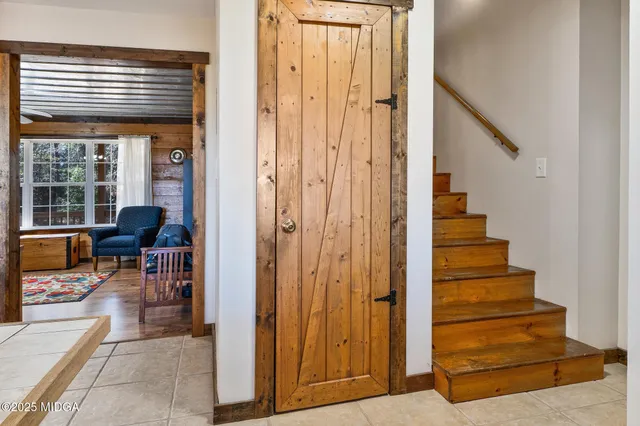 an empty room with windows