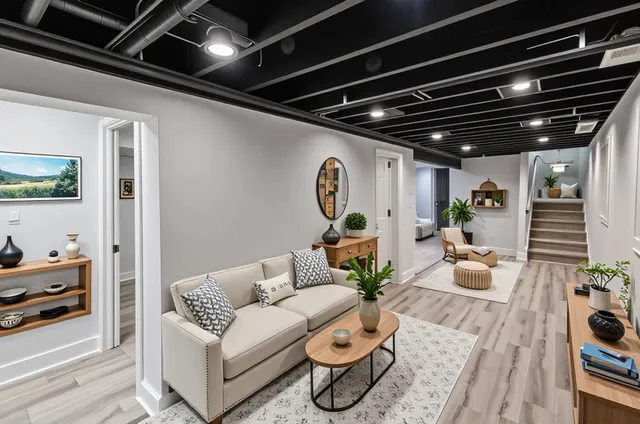 a living room with furniture