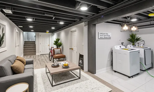a living room with furniture