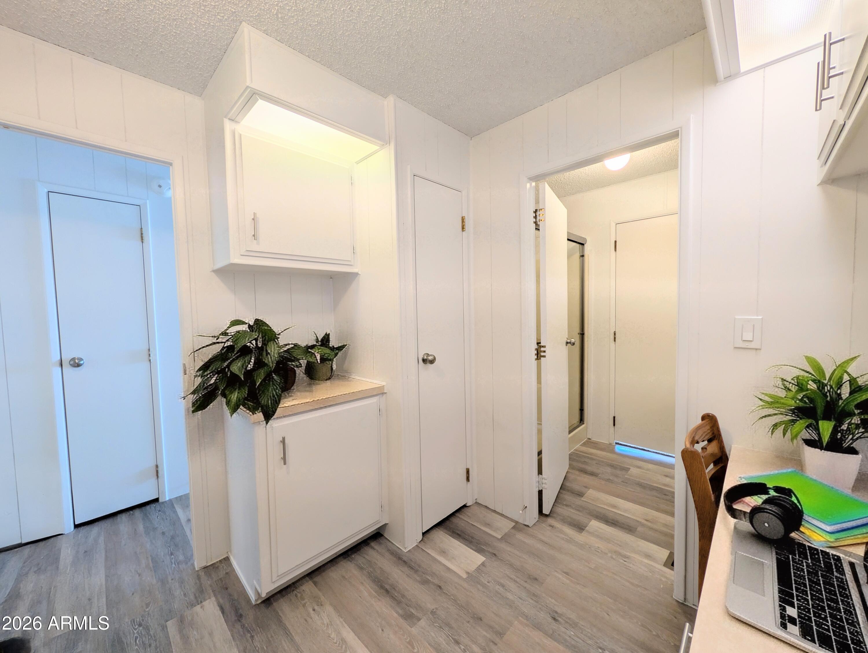 512 South 83rd Way Mesa, AZ 85208 - Photo 37 of 45 a view of a hallway with wooden floor and a potted plant