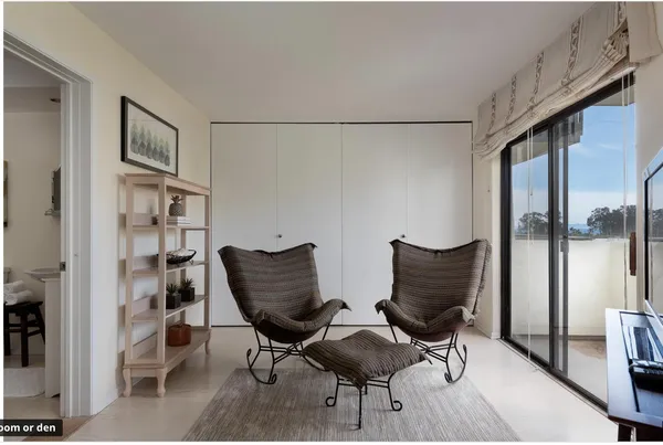 a chair and table in a room