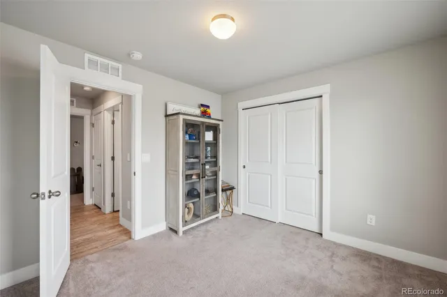 wooden floor and closet in a room