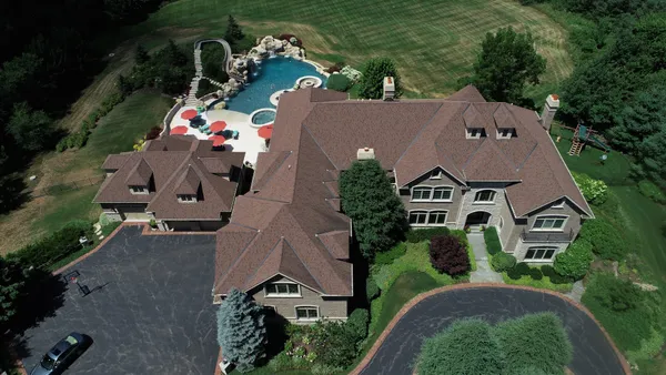 an aerial view of a house