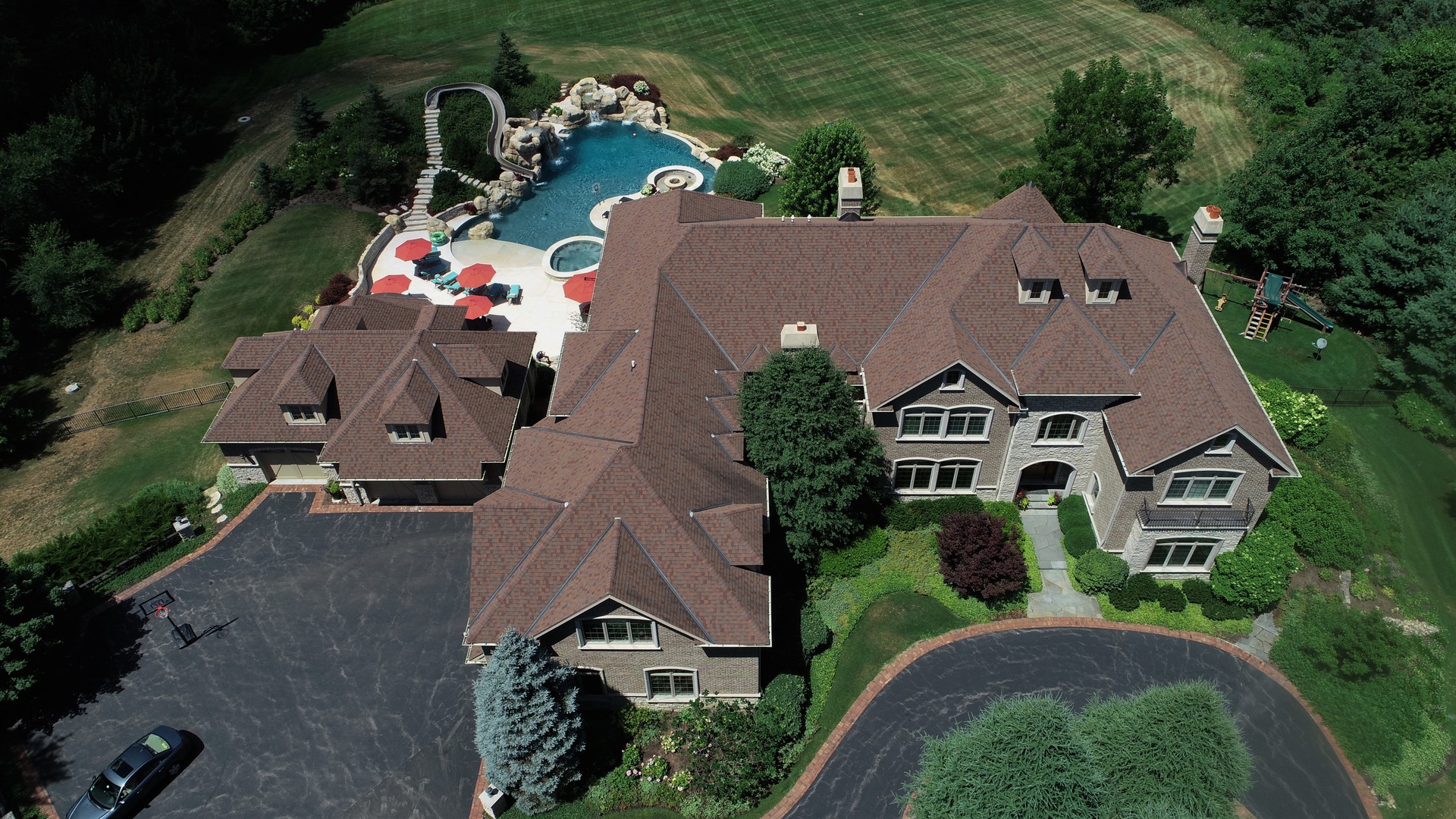 an aerial view of a house