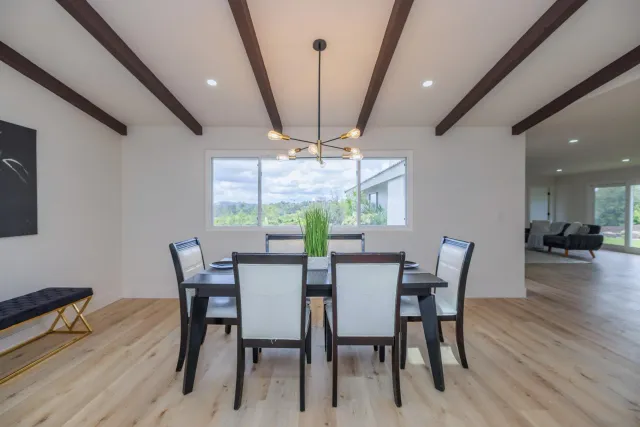 a room with window and a table