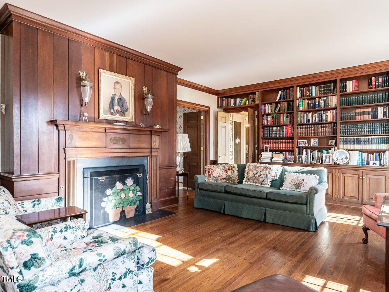 1016 Marlowe Road Raleigh, NC 27609 - Photo 10 of 33 a living room with furniture and a fireplace