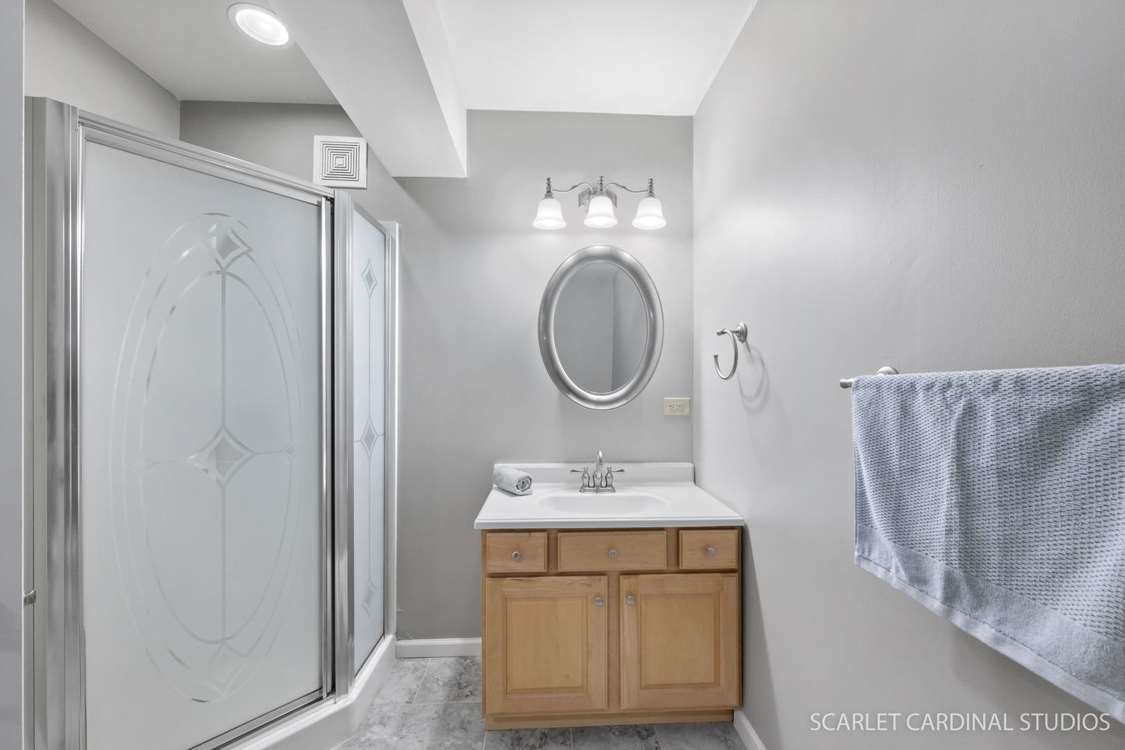 716 Cornwall Circle Sugar Grove, IL 60554 - Photo 21 of 29 a bathroom with a sink a mirror and a shower
