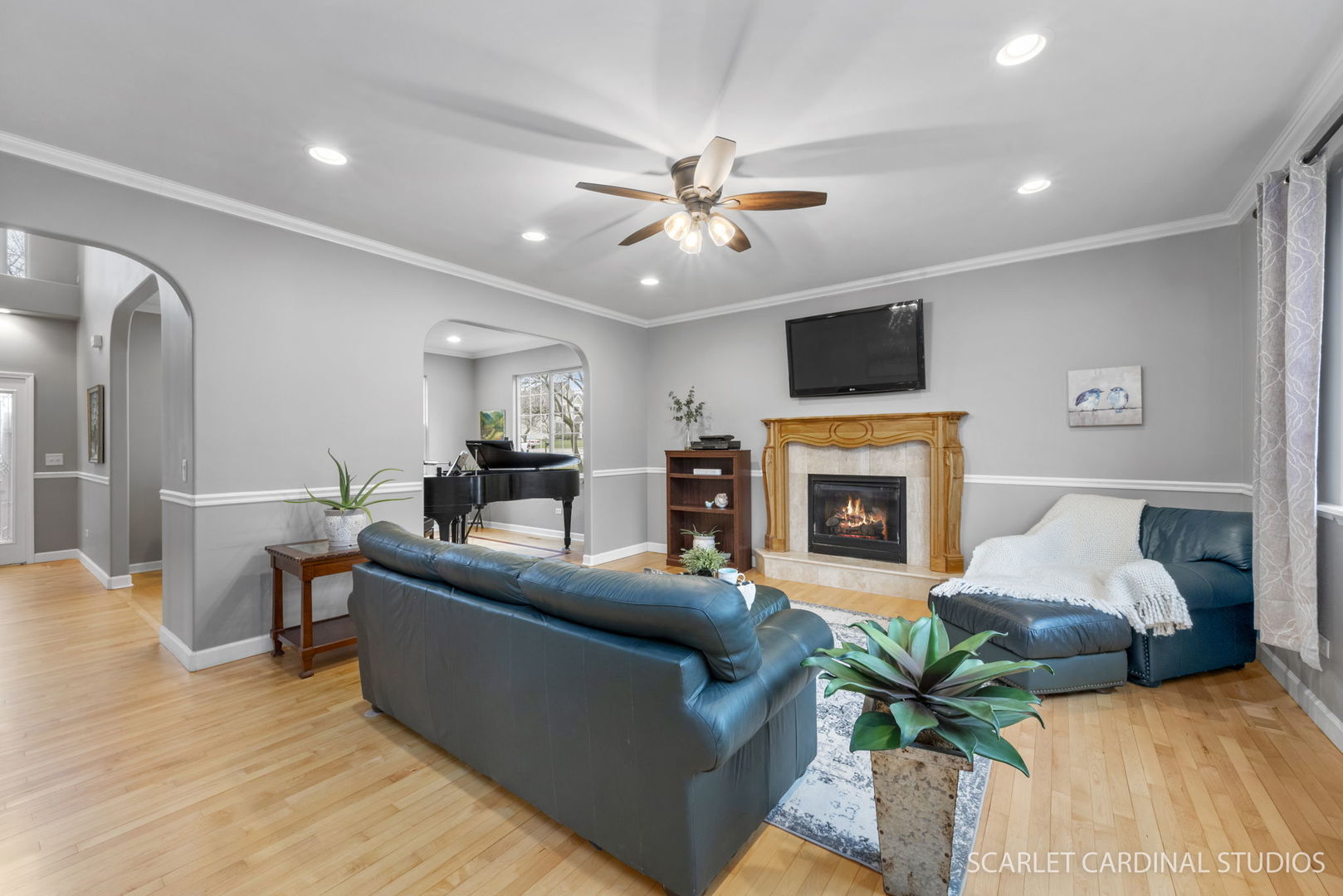 716 Cornwall Circle Sugar Grove, IL 60554 - Photo 7 of 29 a living room with furniture a flat screen tv and a fireplace