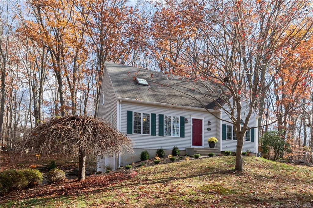 a large tree in front of a brick house