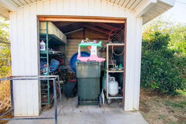 a view of a room with racks