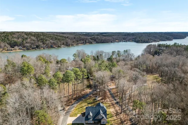a view of a lake with mountain