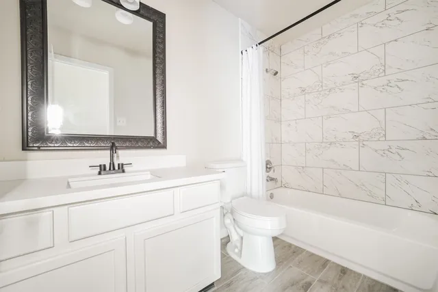 a bathroom with a sink a toilet and a bathtub