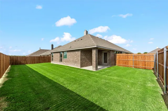 a view of a backyard with plants and large trees