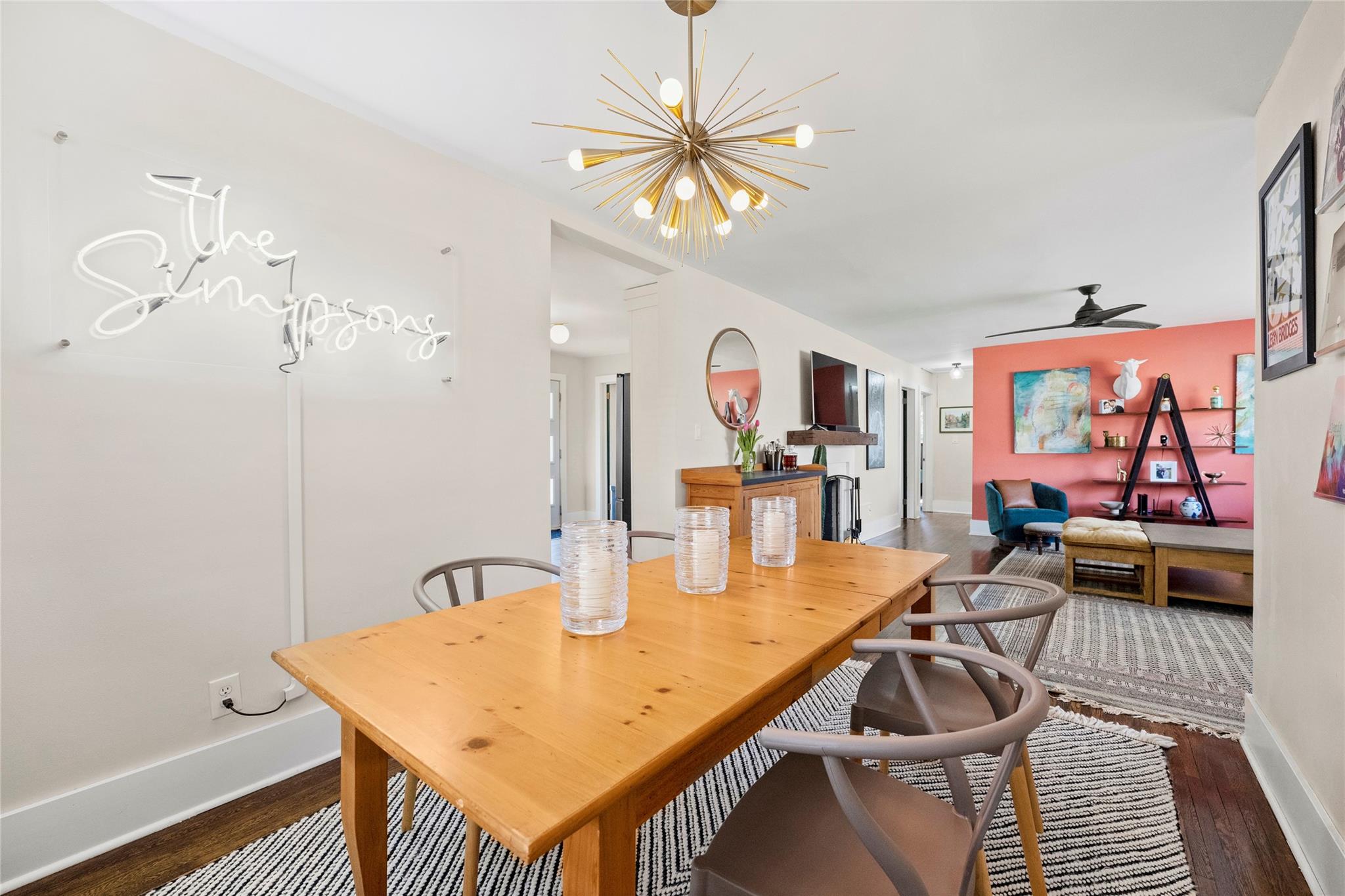 1114 Norland Road Charlotte, NC 28205 - Photo 13 of 36 a dining room with furniture and a chandelier