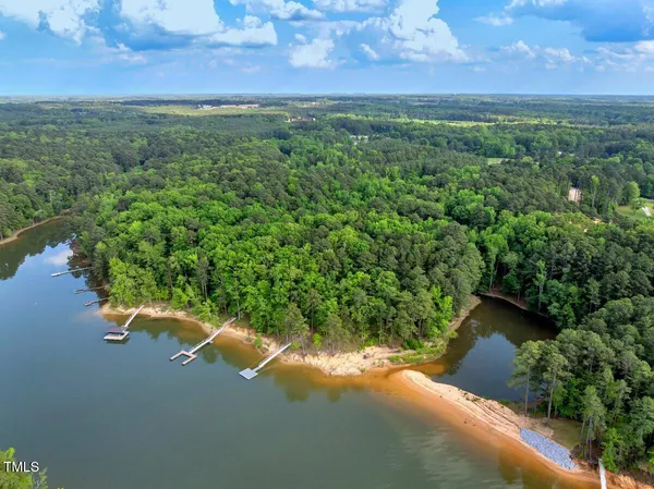 a view of a lake with a house
