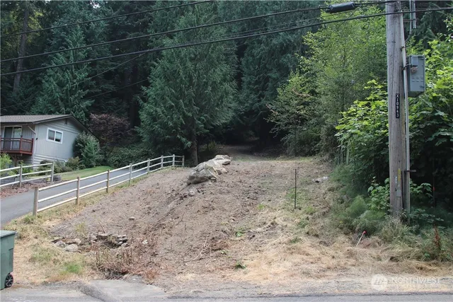 a backyard of a house with lots of green space
