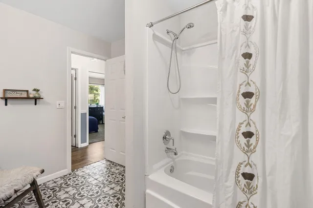 a view of a forest with a mountain