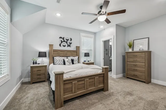 a view of a lake with a big yard