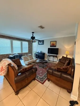 a living room with furniture