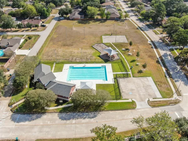 an aerial view of a house