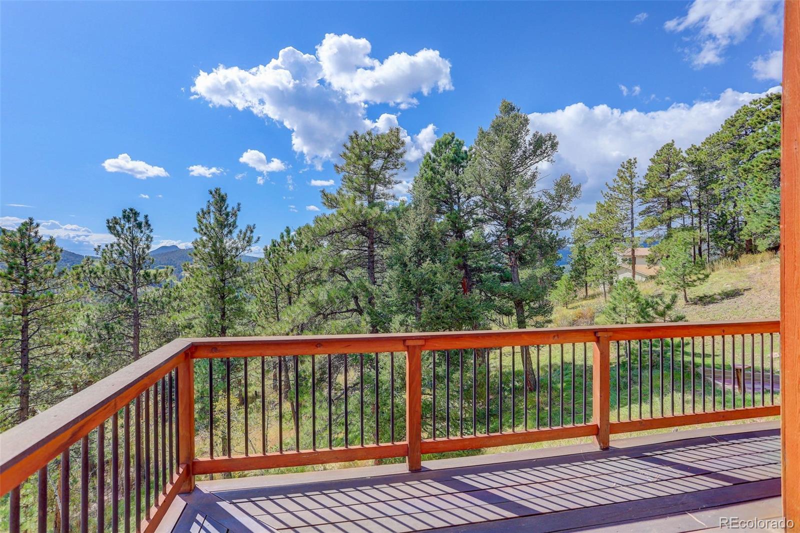 9209 Fallen Rock Road Conifer, CO 80433 - Photo 4 of 33 a view of a balcony with wooden floor